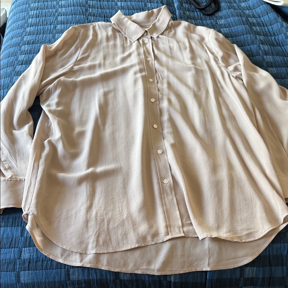Everlane beige  Button-Up Silk Shirt